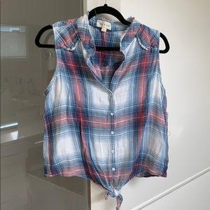 Anthropologie Cloth & Stone plaid top Large. EUC